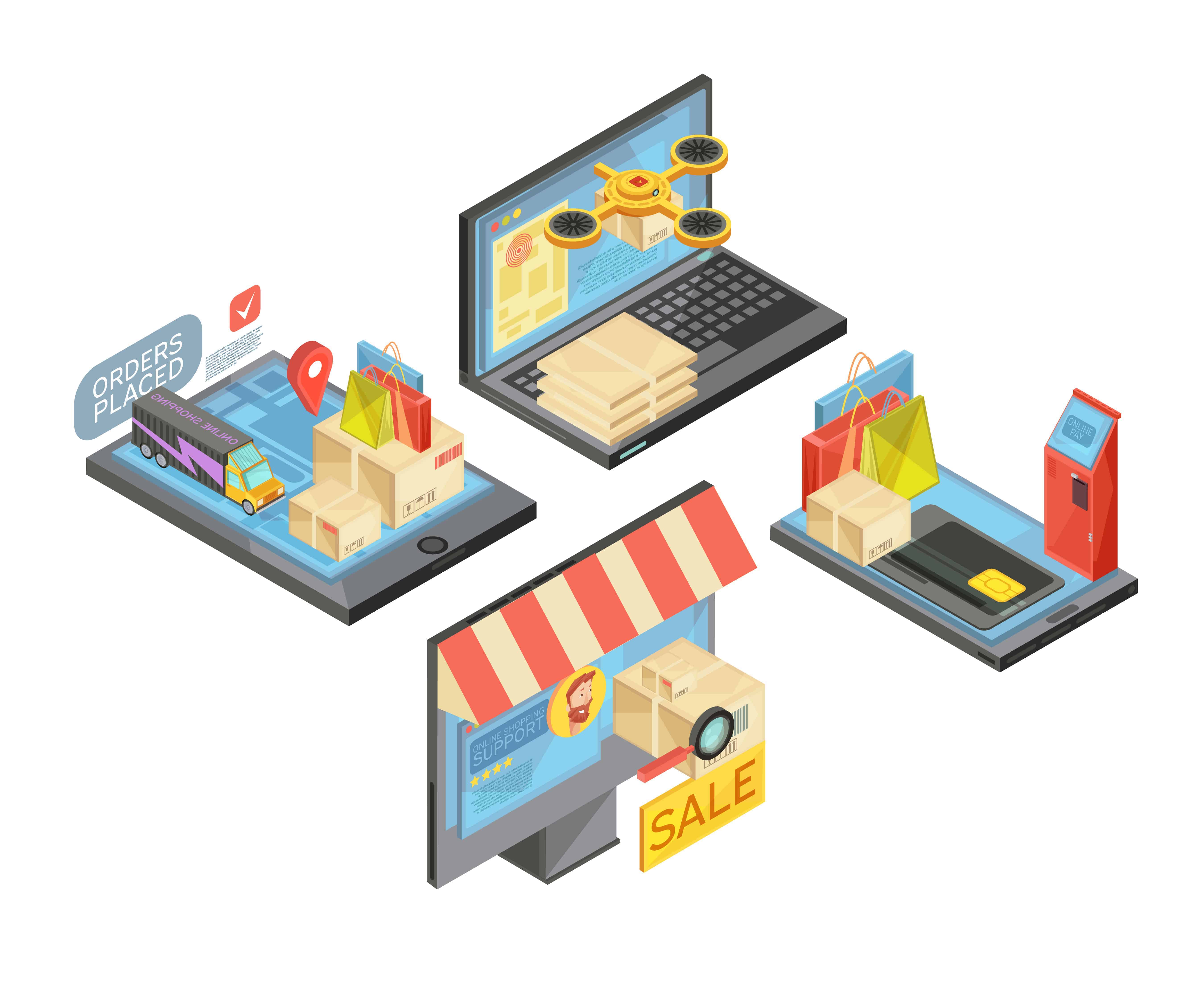 Ecommerce example with diferent types of products on electronic devices - eCommerce και eShops